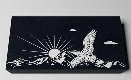 A-414 — Flat marker, laser-etched eagle/mountains scene