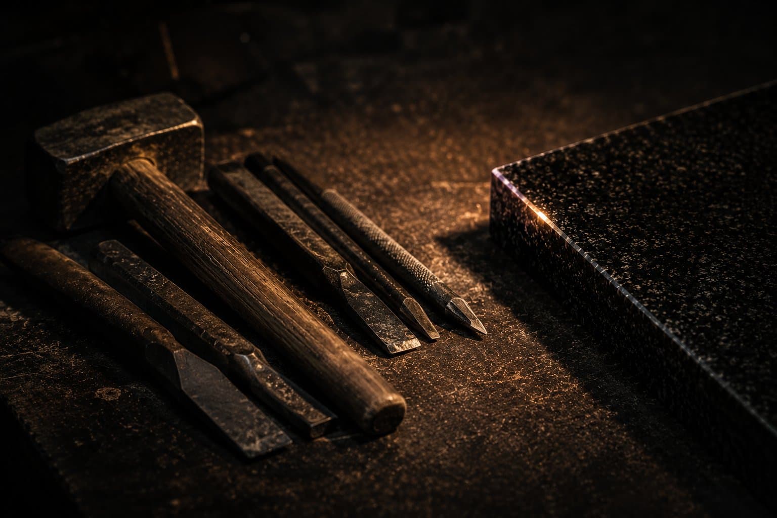 Carving tools at the bench